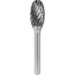 SGS Pro - 1/2" Cut Diam, 1/4" Shank Diam, Tungsten Carbide Steel Cut Oval Burr - Top Tool & Supply