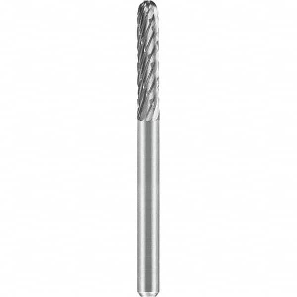 SGS Pro - 1/8" Cut Diam, 1/8" Shank Diam, Tungsten Carbide Double Cut Ball Nose Cylinder Burr - Top Tool & Supply