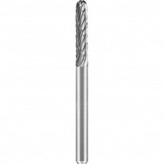 SGS Pro - 1/8" Cut Diam, 1/8" Shank Diam, Tungsten Carbide Double Cut Ball Nose Cylinder Burr - Top Tool & Supply