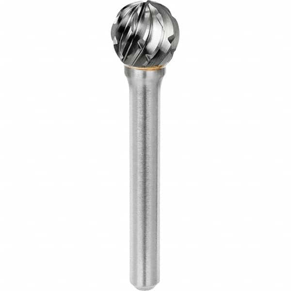 SGS Pro - 1/2" Cut Diam, 1/4" Shank Diam, Tungsten Carbide Steel Cut Ball Burr - Top Tool & Supply