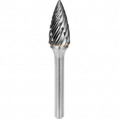 SGS Pro - 3/8" Cut Diam, 1/4" Shank Diam, Tungsten Carbide Steel Cut Pointed Tree Burr - Top Tool & Supply