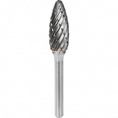 SGS Pro - 5/16" Cut Diam, 1/4" Shank Diam, Tungsten Carbide Steel Cut Flame Burr - Top Tool & Supply