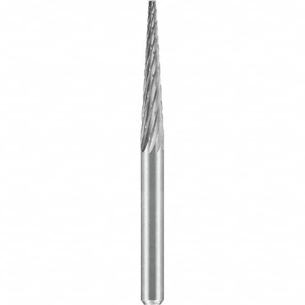 SGS Pro - 1/8" Cut Diam, 1/8" Shank Diam, Tungsten Carbide Double Cut Cone Burr - Top Tool & Supply