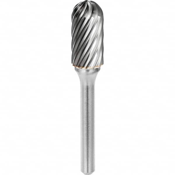 SGS Pro - 1/2" Cut Diam, 1/4" Shank Diam, Tungsten Carbide Inox Cut Ball Nose Cylinder Burr - Top Tool & Supply