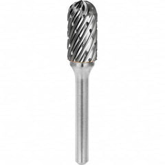 SGS Pro - 5/16" Cut Diam, 1/4" Shank Diam, Tungsten Carbide Steel Cut Ball Nose Cylinder Burr - Top Tool & Supply