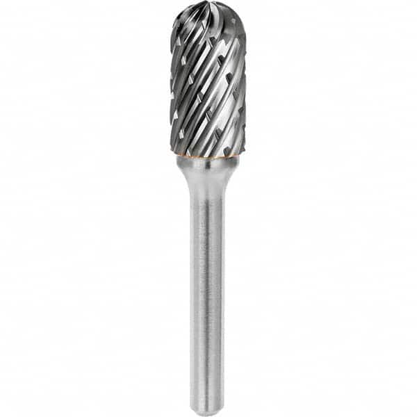 SGS Pro - 1/4" Cut Diam, 1/4" Shank Diam, Tungsten Carbide Steel Cut Ball Nose Cylinder Burr - Top Tool & Supply