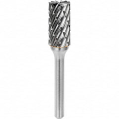 SGS Pro - 1/2" Cut Diam, 1/4" Shank Diam, Tungsten Carbide Steel Cut Cylinder Burr with End Cut - Top Tool & Supply