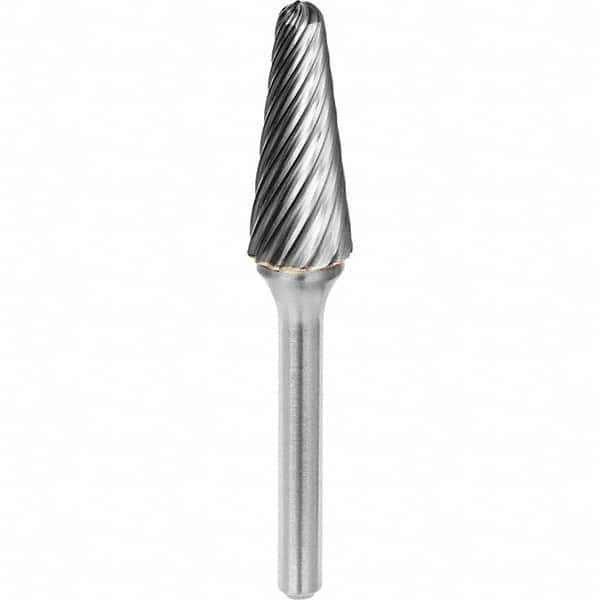 SGS Pro - 5/16" Cut Diam, 1/4" Shank Diam, Tungsten Carbide Inox Cut Ball Nose Cone Burr - Top Tool & Supply