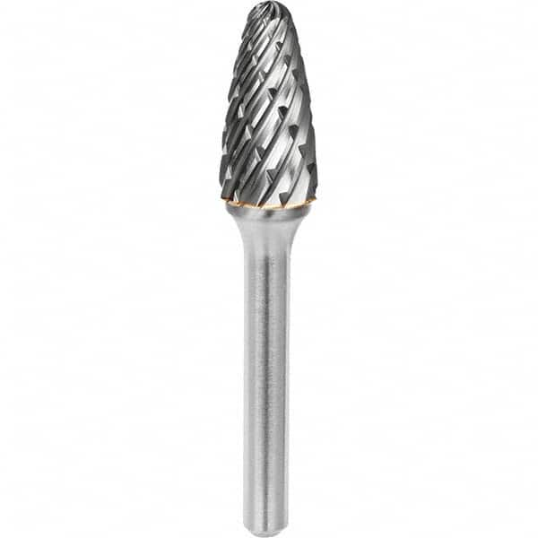 SGS Pro - 1/2" Cut Diam, 1/4" Shank Diam, Tungsten Carbide Steel Cut Ball Nose Tree Burr - Top Tool & Supply