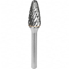 SGS Pro - 1/2" Cut Diam, 1/4" Shank Diam, Tungsten Carbide Steel Cut Ball Nose Tree Burr - Top Tool & Supply