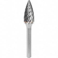 SGS Pro - 5/16" Cut Diam, 1/4" Shank Diam, Tungsten Carbide Inox Cut Pointed Tree Burr - Top Tool & Supply