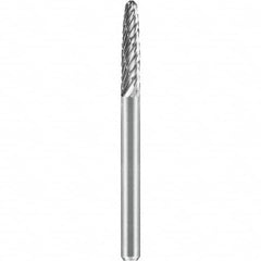 SGS Pro - 1/8" Cut Diam, 1/8" Shank Diam, Tungsten Carbide Double Cut Ball Nose Tree Burr - Top Tool & Supply