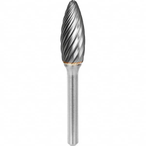 SGS Pro - 1/2" Cut Diam, 1/4" Shank Diam, Tungsten Carbide Inox Cut Flame Burr - Top Tool & Supply