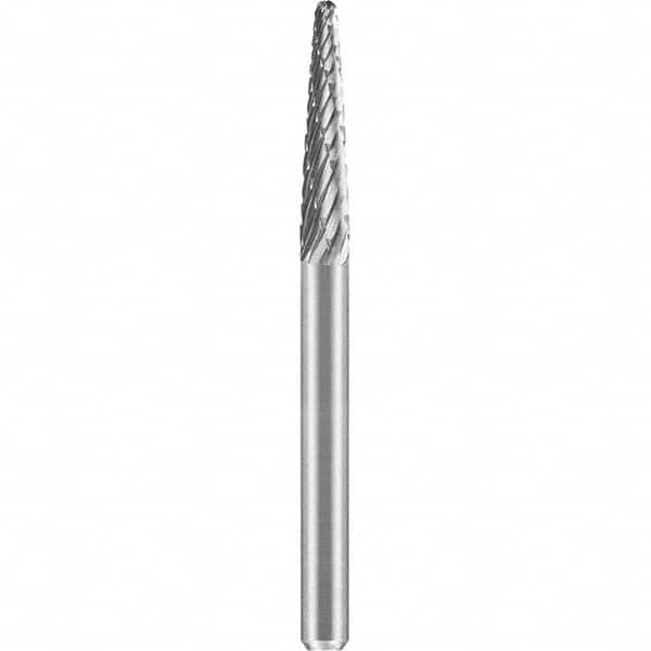 SGS Pro - 1/8" Cut Diam, 1/8" Shank Diam, Tungsten Carbide Double Cut Ball Nose Cone Burr - Top Tool & Supply