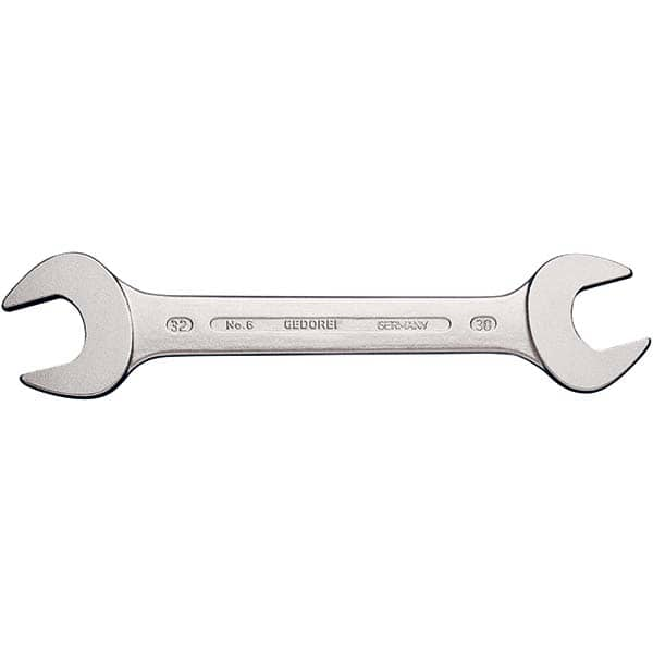 Open End Wrench: Double End Head, 1/2 x 9/16″ 15 ° Head Angle, Vanadium Steel, Matte Chrome Finish