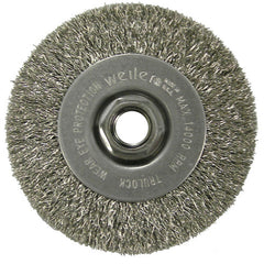 4″ Narrow Face Crimped Wire Wheel, .014″ Stainless Steel Fill, 5/8″-11 UNC Nut - Top Tool & Supply