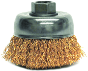 3" Crimped Wire Cup Brush - .020 Bronze; 5/8-11 A.H. - Non-Sparking Wire Wheel - Top Tool & Supply