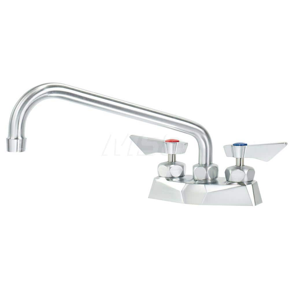 Industrial & Laundry Faucets; Type: Base Mount Faucet; Style: Base Mounted; Design: Base Mounted; Handle Type: Lever; Spout Type: Swing Spout/Nozzle; Mounting Centers: 4; Spout Size: 10; Finish/Coating: Chrome Plated Satin; Type: Base Mount Faucet