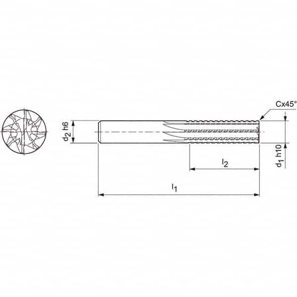 Mapal - Spiral Router Bits Cutting Diameter (mm): 12.00 Number of Flutes: 8 - Top Tool & Supply