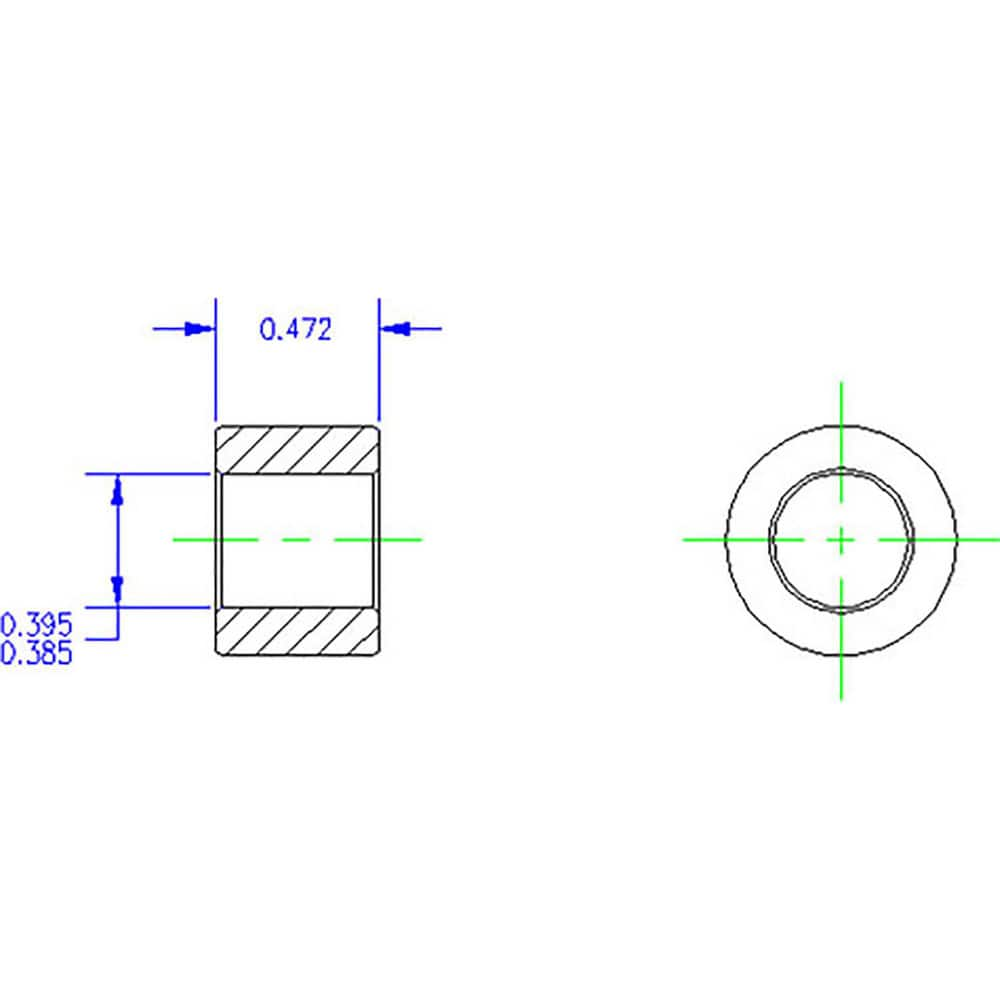 Idler Shaft Bore Adapters; Minimum Bore Diameter: 0.385 in; Maximum Bore Diameter: 0.395 in; Overall Width: 1; Material: Steel; Insert Material: Steel