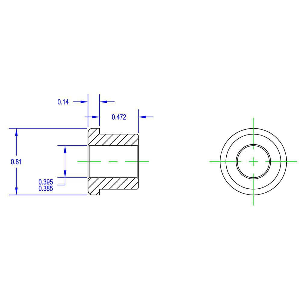 Idler Shaft Shoulder Adapters; Minimum Bore Diameter: .385 in; Maximum Bore Diameter: .395 in; Overall Width: 1; Shoulder Diameter: .81 in; Material: Steel; Insert Material: Steel