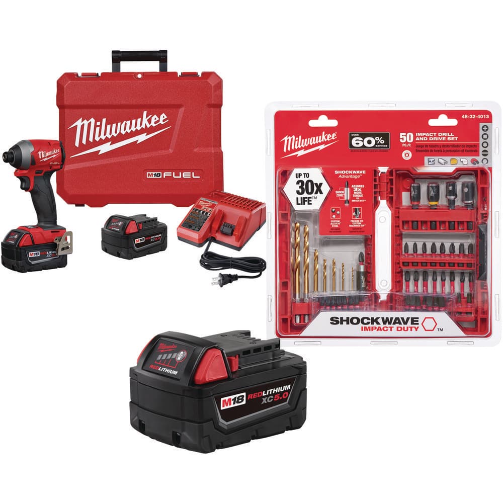 Cordless Impact Driver: 18V, 1/4 " Drive, 3,600 RPM 4 Speed, 3 Lithium –ion Battery Included, 48 –59 –1812 Charger