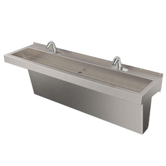 Sinks; Type: Trough; Outside Length: 60 in; Outside Length: 60 in; Mounting Location: Wall; Outside Width: 17.000; Number Of Bowls: 1; Outside Height: 5 in; Material: Type 304 Stainless Steel; Faucet Included: Yes; Faucet Type: H&C Wristblade Gooseneck; V