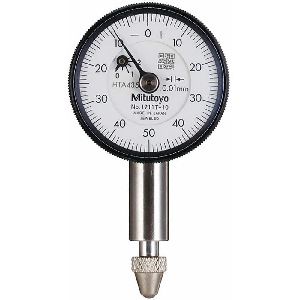 Dial Drop Indicators; Accuracy (Decimal Inch):  ™.0005; Back Type: Flat; Indicator Style: Plunger; Bearing Type: Jeweled; Dial Graduation (Decimal Inch): 0.000500; Dial Reading: 0-10-0; Measuring Force (N): 0.3 to 1.8; Base Mount Type: Clamp-on; Dial Diam