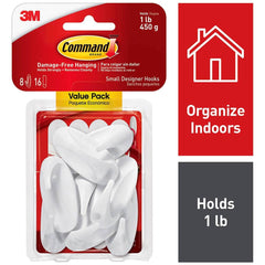 3M - All-Purpose & Utility Hooks; Type: Hooks Kit ; Overall Length (Inch): 2-1/8 ; Material: Plastic ; Projection: 0.92 ; Color: White ; Material: Plastic - Exact Industrial Supply