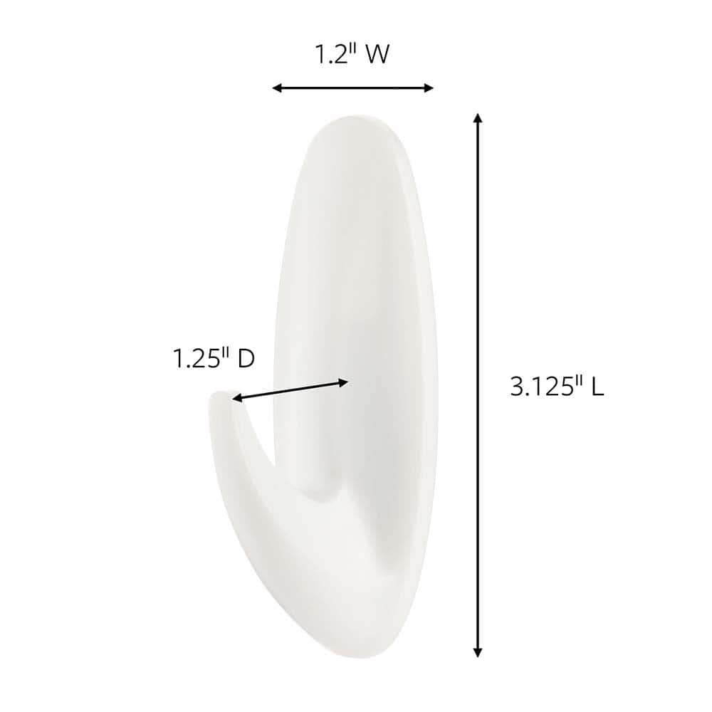 3M - All-Purpose & Utility Hooks; Type: Hooks Kit ; Overall Length (Inch): 3-1/8 ; Material: Plastic ; Projection: 1.25 ; Color: White ; Material: Plastic - Exact Industrial Supply