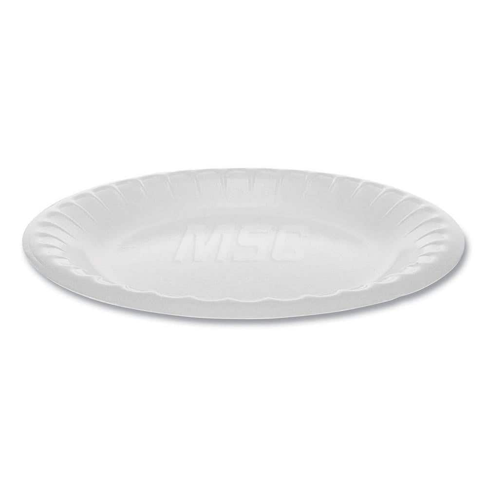 Plate & Tray: 6″ Dia, Foam, White, Solid