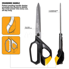 Scissors: 12.91″ OAL, Carbon Stainless Steel Blade Right Hand, Thumb Grip Handle, All Purpose