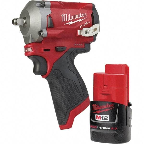 Milwaukee Tool - Cordless Impact Wrenches & Ratchets Voltage: 12.0 Drive Size (Inch): 3/8 - Top Tool & Supply