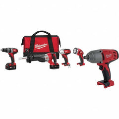 Milwaukee Tool - Cordless Tool Combination Kits Voltage: 18 Tools: 1/2" Hammer Drill; 1/4" Hex Impact Driver; Sawzall Reciprocating Saw - Top Tool & Supply