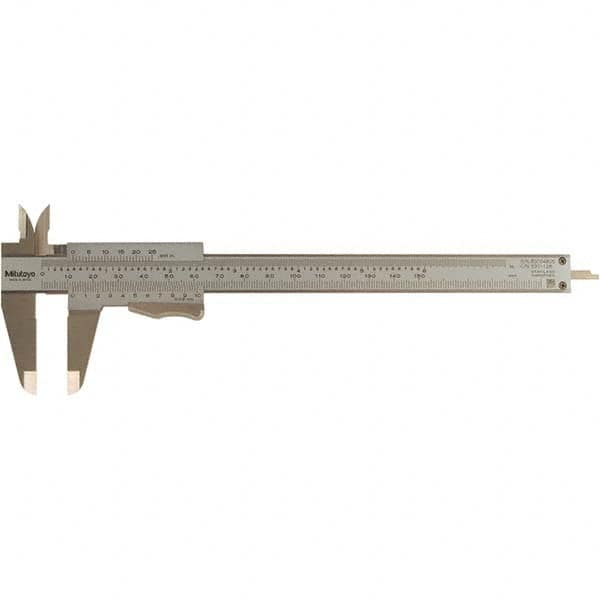 Vernier Calipers; Maximum Measurement (Decimal Inch): 6.0000; Graduation (Decimal Inch): 0.001; Jaw Depth (Decimal Inch): 1.57 in; 1.57 mm; Material: Carbide-Tipped; Accuracy (Decimal Inch):  ™0.03mm; Accuracy (mm):  ™0.03mm; Calibrated: Yes; Traceability