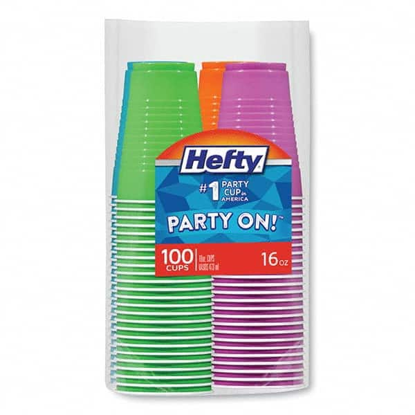 Hefty - Easy Grip Disposable Plastic Party Cups, 16 oz, Assorted, 100/Pack, 4Pk/Carton - Top Tool & Supply