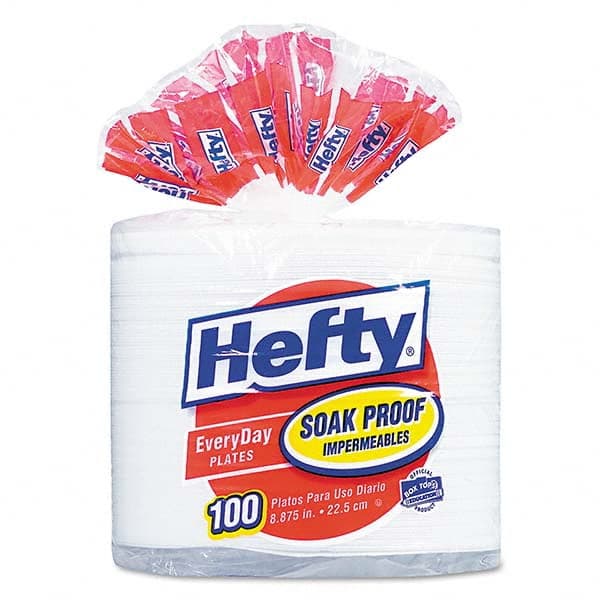 Hefty - Soak Proof Tableware, Foam Plates, 8 7/8" Diam, 100/Pack - Top Tool & Supply