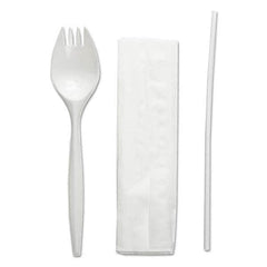 Boardwalk - School Cutlery Kit, Napkin/Spork/Straw, White, 1000/Carton - Top Tool & Supply