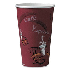 DART - Solo Bistro Design Hot Drink Cups, Paper, 16 oz, Maroon, 1000/Carton - Top Tool & Supply