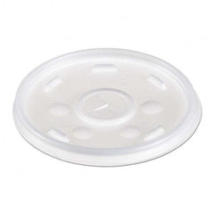 DART - Plastic Lids, for 12 oz Hot/Cold Foam Cups, Slip-Thru Lid, White, 1000/Carton - Top Tool & Supply