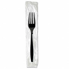 Dixie - Individually Wrapped Forks, Plastic, Black, 1000/Carton - Top Tool & Supply