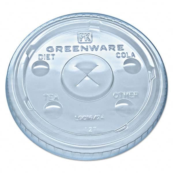 Fabri-Kal - Greenware Cold Drink Lids, Fits 16-18, 24 oz Cups, X-Slot, Clear, 1000/Carton - Top Tool & Supply