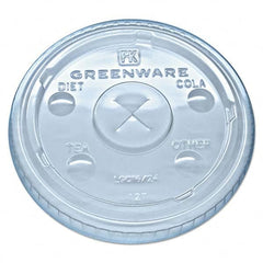 Fabri-Kal - Greenware Cold Drink Lids, Fits 16-18, 24 oz Cups, X-Slot, Clear, 1000/Carton - Top Tool & Supply