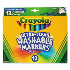 Crayola - Markers & Paintsticks Type: Washable Marker Color: Black; Blue; Blue Lagoon; Brown; Gray; Pink; Green; Orange; Red; Sandy Tan; Violet; Yellow - Top Tool & Supply