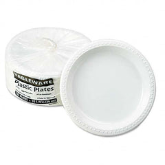 Tablemate Products - Plastic Dinnerware, Plates, 10-1/4" Diam, White, 125/Pack - Top Tool & Supply