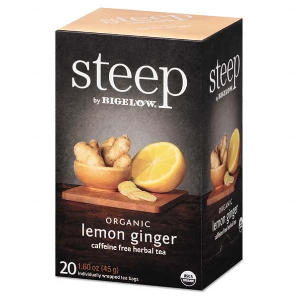 Bigelow - Coffee, Tea & Accessories Breakroom Accessory Type: Tea Bags Breakroom Accessory Description: Steep Tea, Lemon Ginger, 1.6 oz Tea Bag, 20/Box - Top Tool & Supply