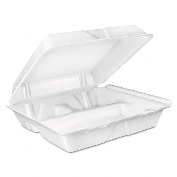 DART - Large Foam Carryout, Food Container, 3-Compartment, White, 9-2/5 x 9 x 3 - Top Tool & Supply