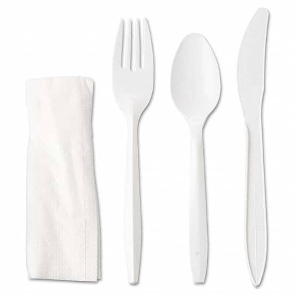 GEN - Wrapped Cutlery Kit, Fork/Knife/Spoon/Napkin, White, 250/Carton - Top Tool & Supply