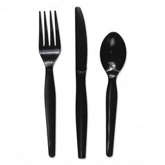 Boardwalk - Three-Piece Cutlery Kit, Fork/Knife/Teaspoon, Heavyweight, Black, 250/Carton - Top Tool & Supply