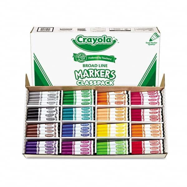 Crayola - Markers & Paintsticks Type: Marker Color: Black; Blue; Brown; Dolphin Gray; Flamingo Pink; Green; Iguana Green; Orange; Raspberry; Red; Royal Purple; Sandy Tan; Tiger Orange; Turquoise; Violet; Yellow - Top Tool & Supply